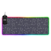 Cat Star Night Wireless Charging Mouse Pad for Mobile Phone Extra Large Gaming Mousepad with 13 Lighting Modes Keyboard Mat for Gaming MacBook PC Laptop Desk Home Office